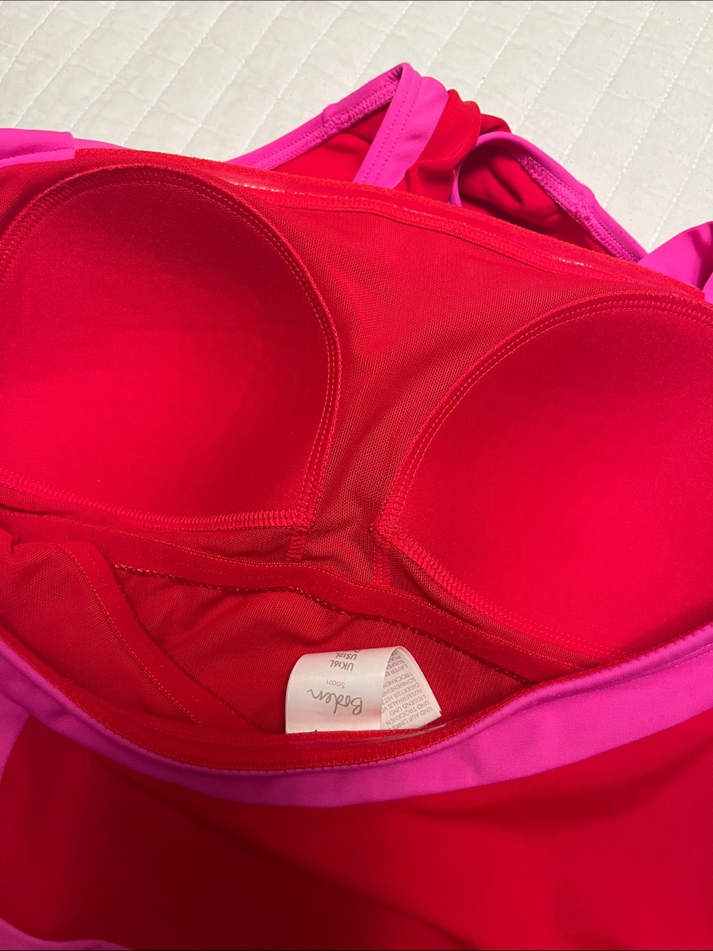 Boden Pink & Red Halter Color Block One-Piece Swimsuit - Long Torso - Picture 3 of 8